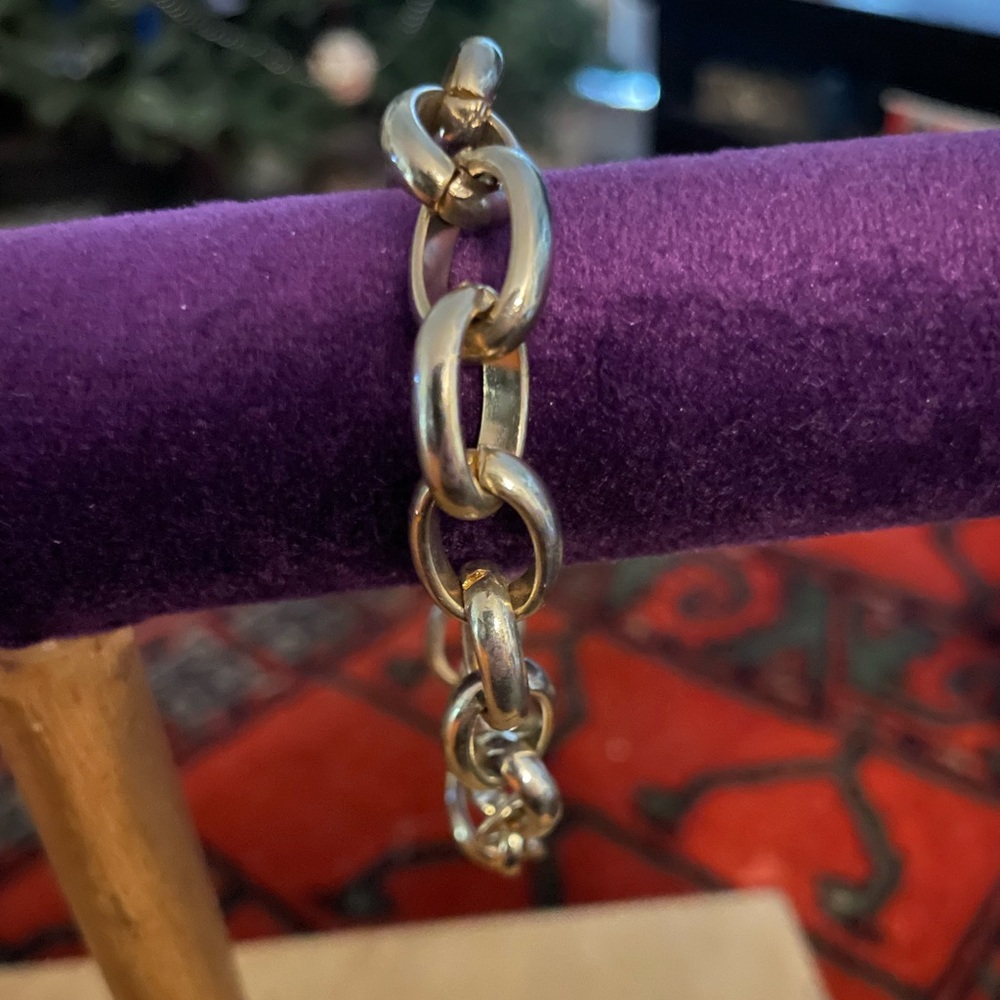 Heavy silver tone chain bracelet